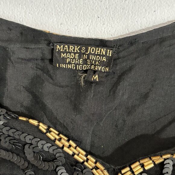 Vintage Mark John II Intricate Beaded Silk Top Size M Sequins Cocktail Party NYE - Picture 6 of 10